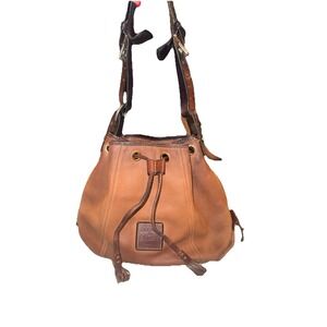 Dooney & Bourke Brown Drawstring Bucket Florentine Vachetta Leather Shoulder Bag